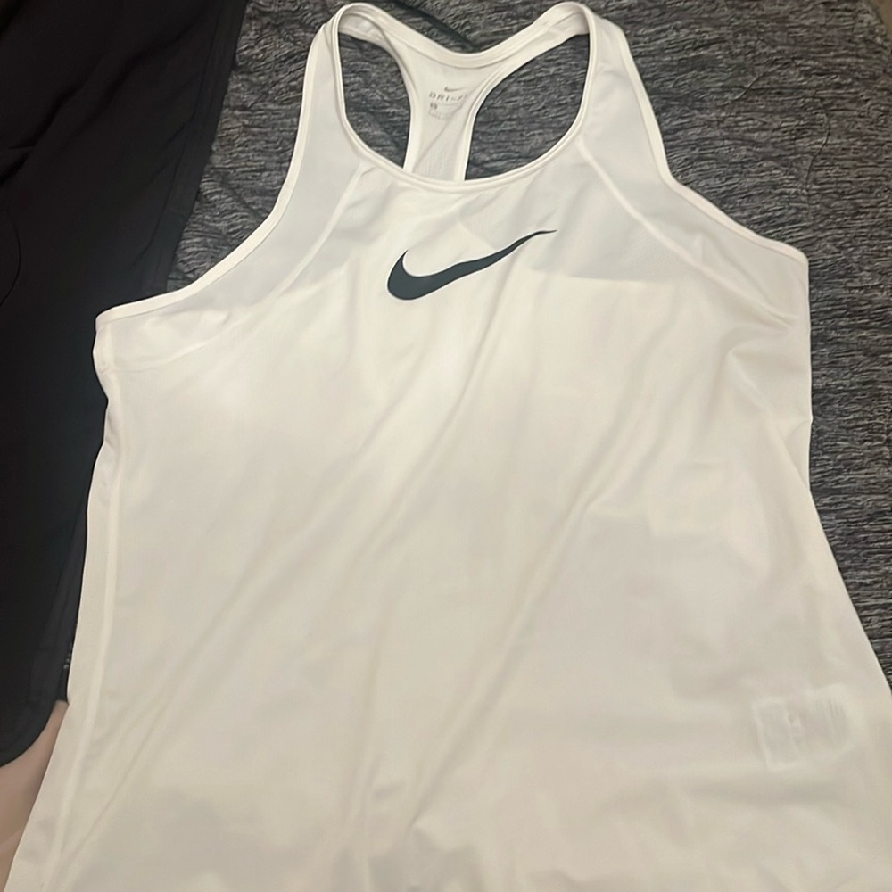 White Nike tank top black logo on it size large
